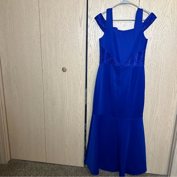 Alexa B Nites Blue Formal Floor Length Gown 12 - Picture 9 of 13